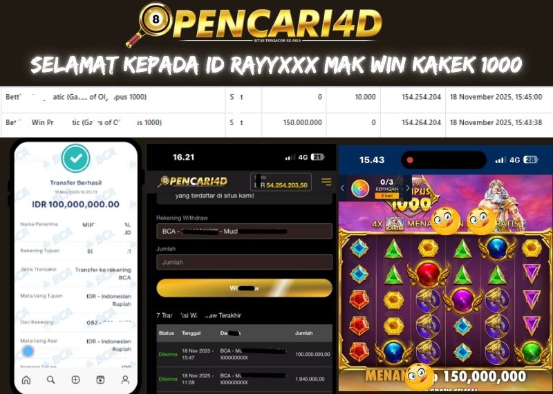 HANYA DI PENCARI4D YANG BERANI MEMBERIKAN KEMENANGAN FANTASTIS HINGGA RATUSAN JUTA